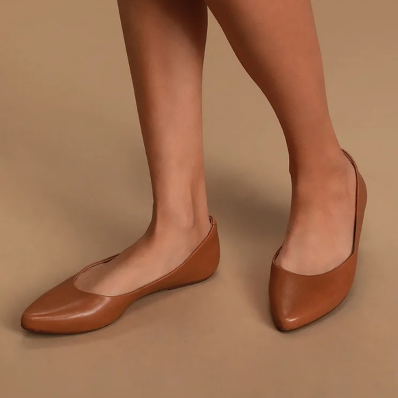 cognac pointed toe flats